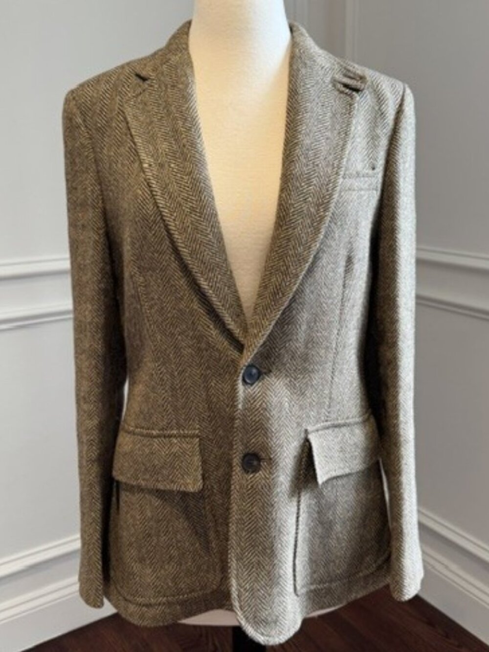 Polo Ralph Lauren Herringbone Blazer Brown/Cream - Size 4